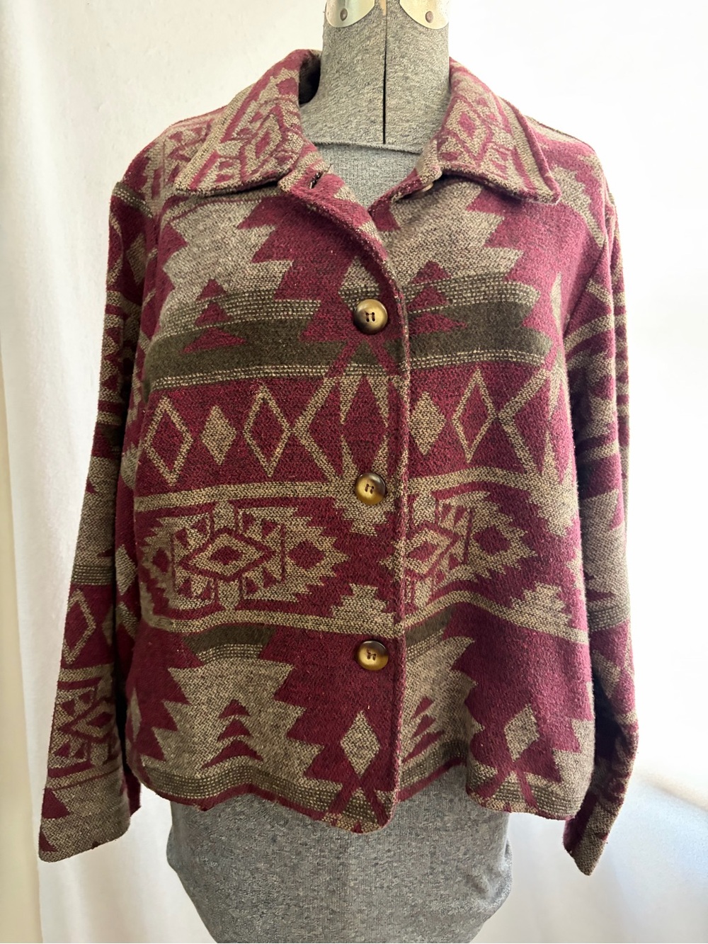 Vtg David Paul New York 90s Southwestern woven cotton blend cropped jacket